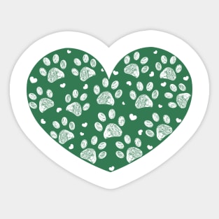 Green hand drawn doodle paw prints Sticker